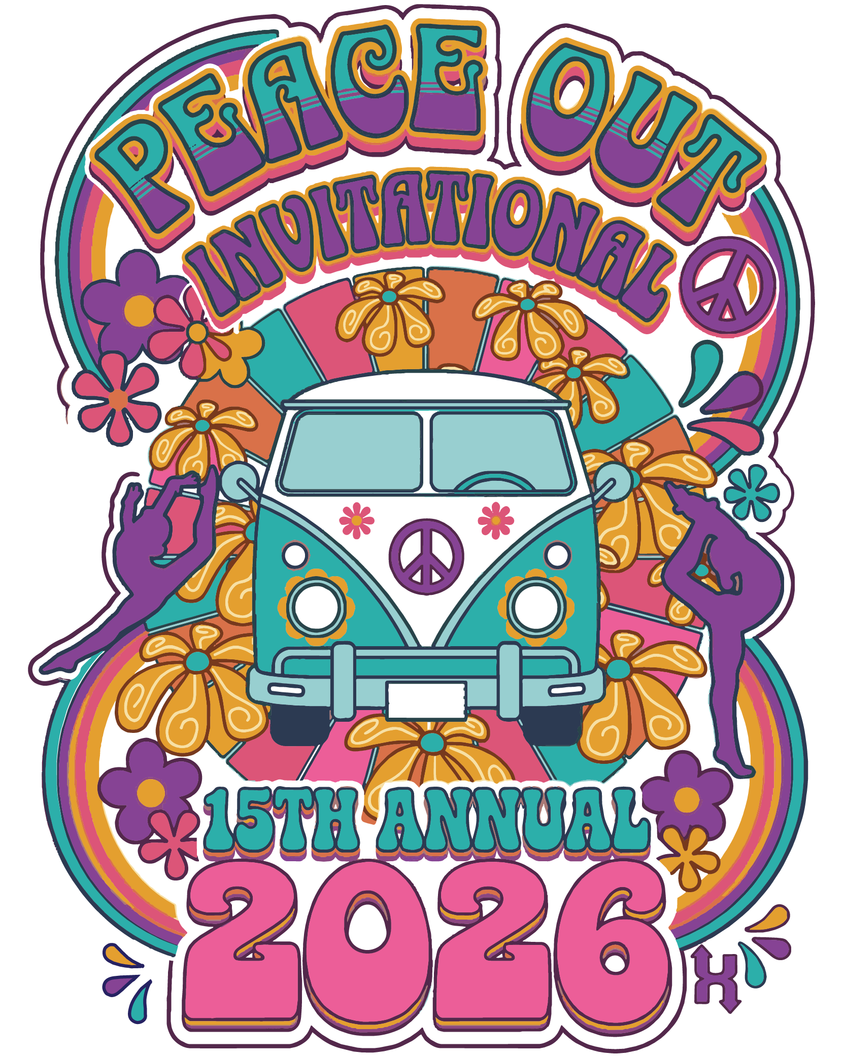 Decorative Logo for Peace Out Gymnastics Invitational